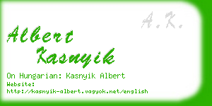 albert kasnyik business card